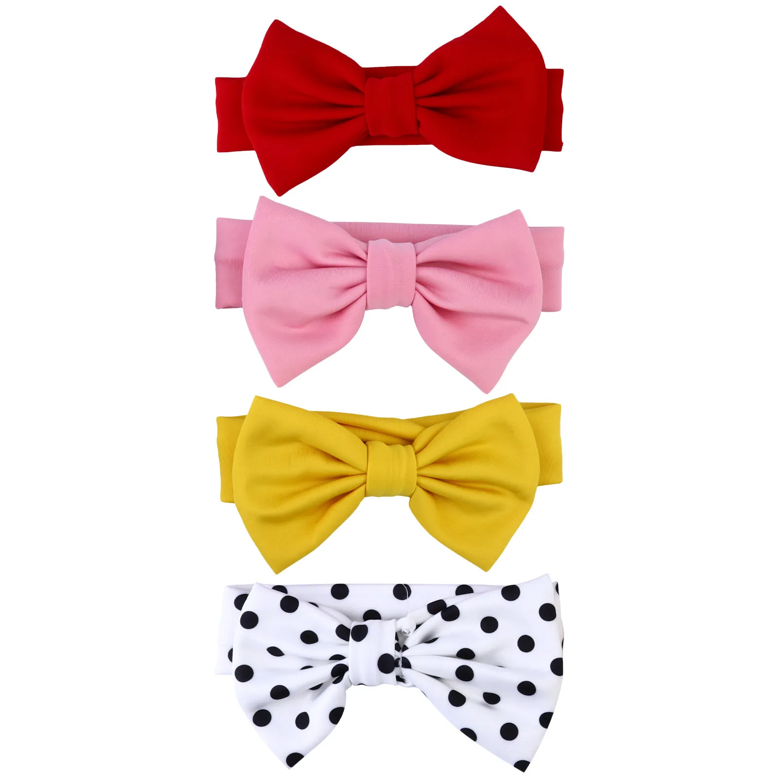 

4 шт. детских повязок на голову с бантиками, разноцветные, мягкие, эластичные, аксессуары для волос для младенцев и малышей, регулируемые повязки для девочек, идеально подходят для фотосессий