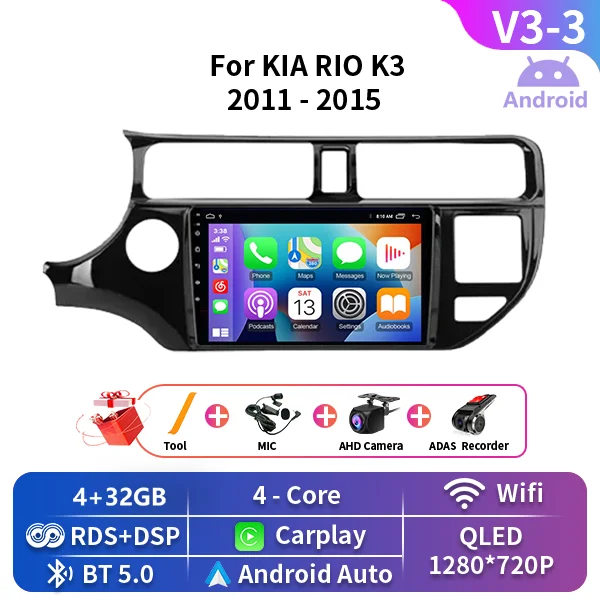 Android 15 autoradio voor KIA K3 RIO 2011 2012 2013 2014 2015 Carplay multimediaspeler stereo navigatie GPS 4G Wifi 2 Din