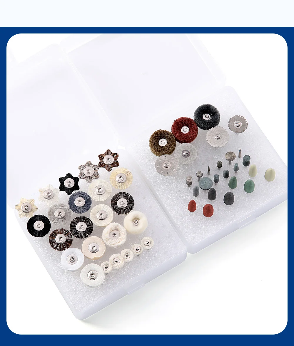 51-teiliges AZDENT Dental-Labor HP Polier-Set 2,35mm zum Schleifen von Keramik Porzellan Niedrigdrehzahl-Polierer Bürsten Fräser Scheiben für Zahnmedizin – Detail 7