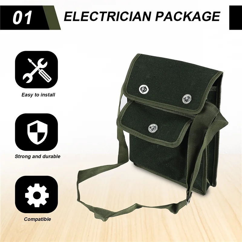 A21I-Electrician Storage Bag Tool Kit Repair Kit One-Shoulder Communication Plumber's Bag Can Store Flashlight Keys