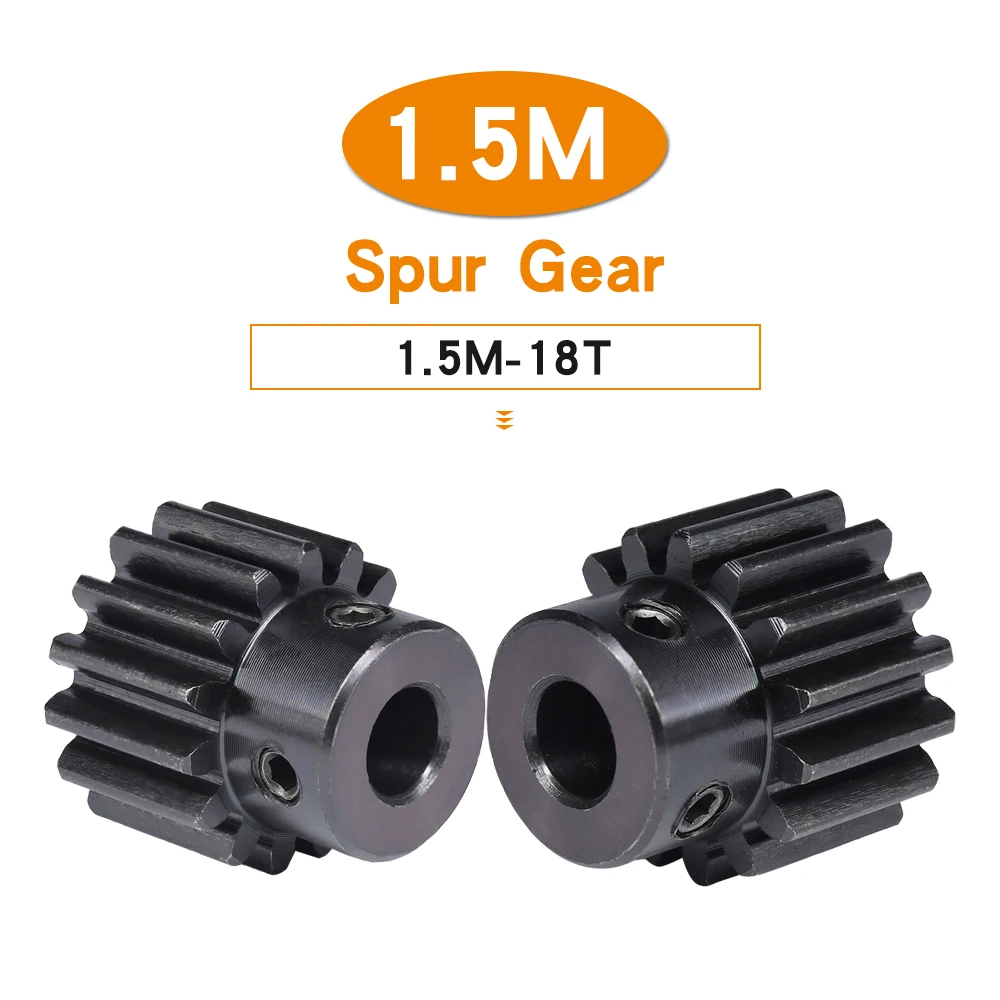 

1.5 Module Spur Gear 1.5M-18T SC45#Carbon Steel Material Blackening High Frequency Quenching Gear Bore Size 5/6/6.35/8 mm