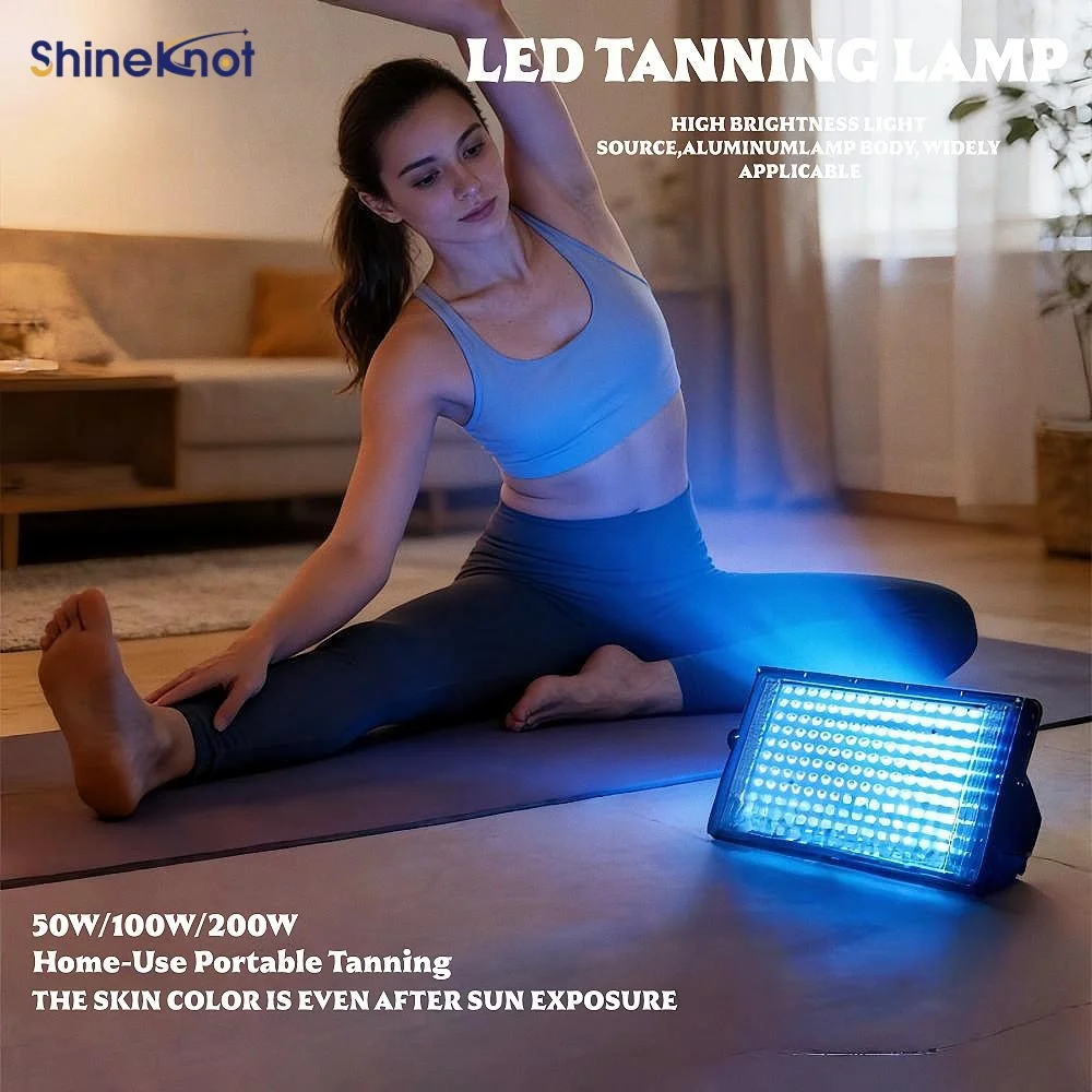 SHINEKNOT LED Tanning Lamp 460NM High-Power 200W Bright Blue Light Portable Home Use Full-Body Tanning Skincare Therapeutic Lamp