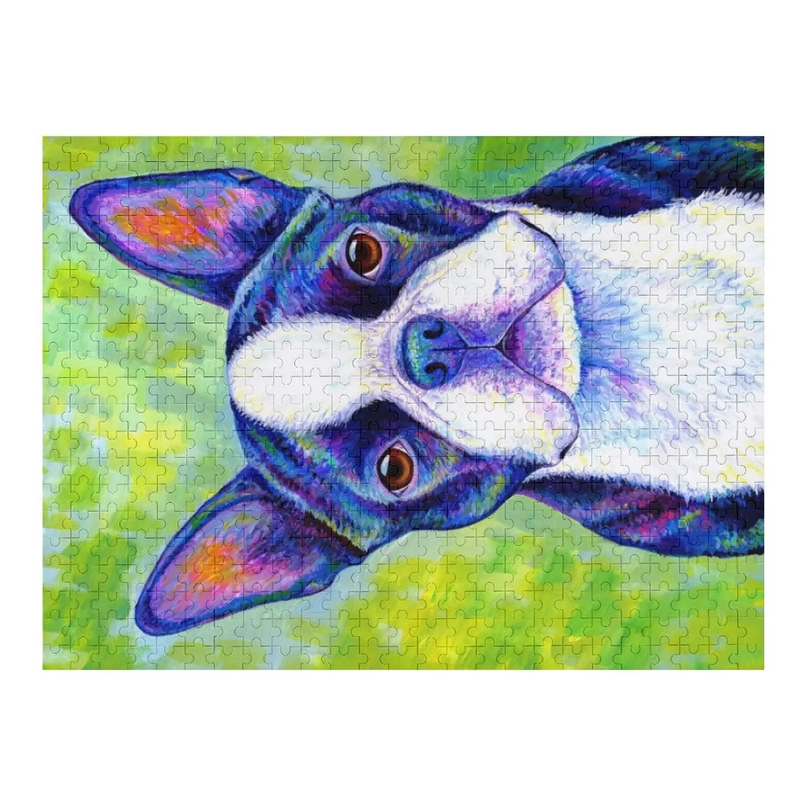 

Effervescent - Colorful Boston Terrier Dog Jigsaw Puzzle Customized Kids Gift Animal Customized Photo Puzzle