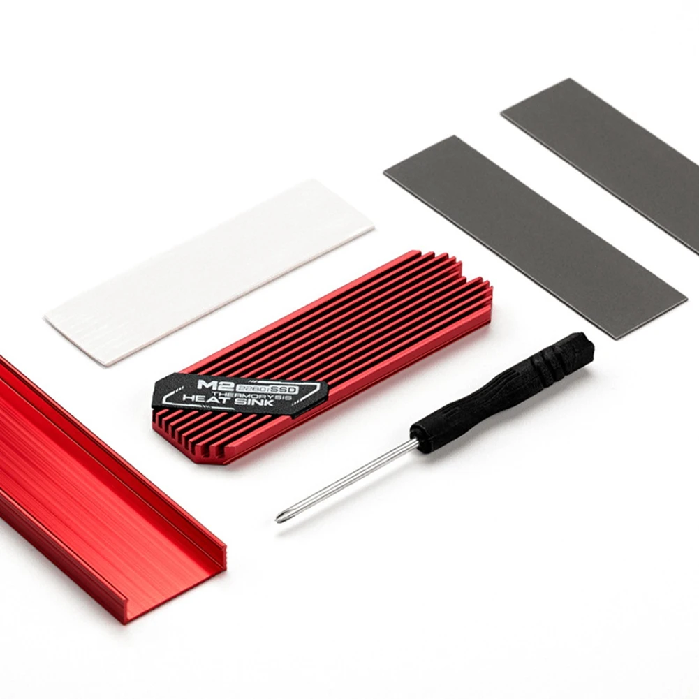 Ультратонкий радиатор M.2 SSD M2 2280, твердотельный жесткий диск, алюминиевый радиатор, охладитель, охлаждающая термоподставка, красный