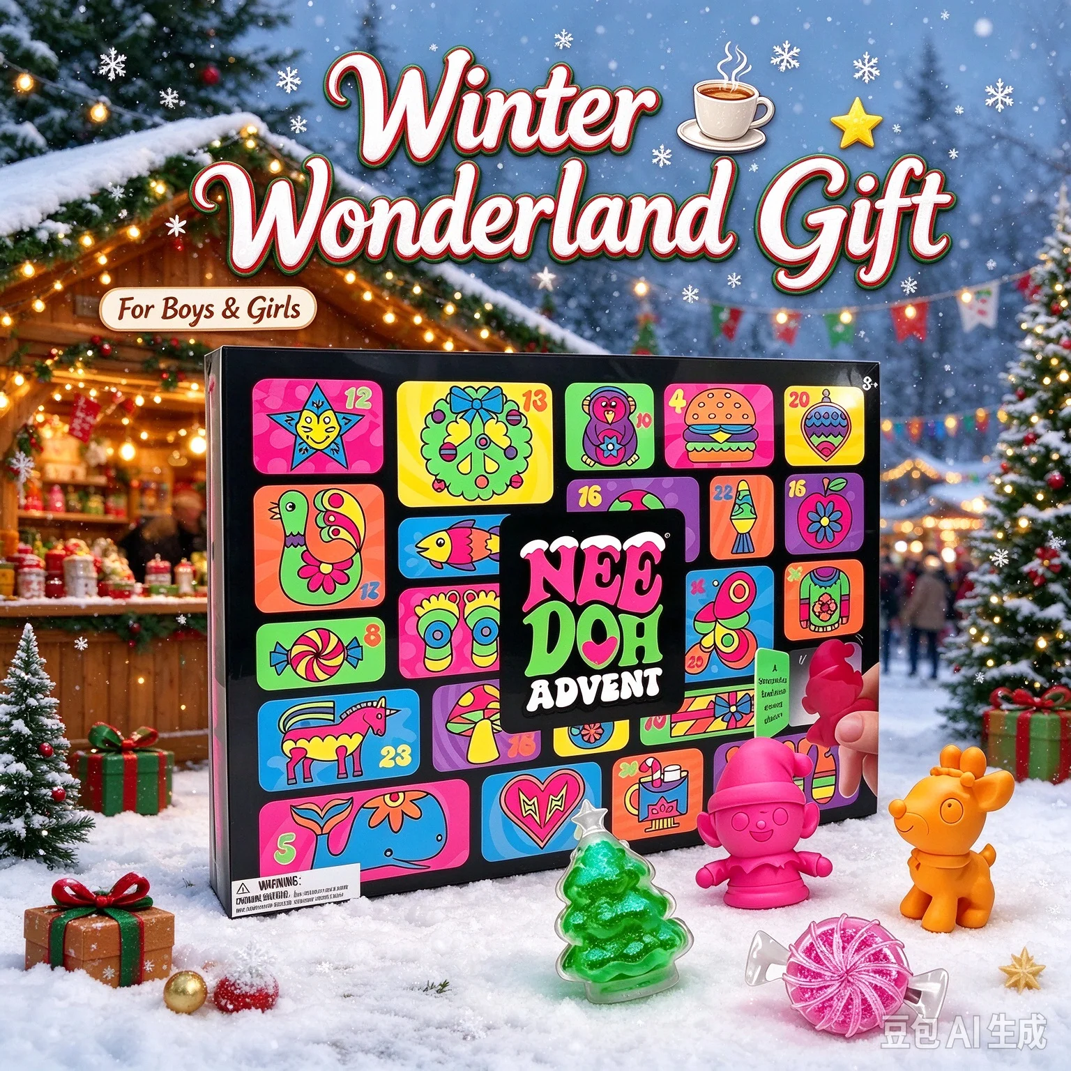 Hot 2026 NeeDoh Advent Calendar Gift 24 Day 3D PVC Sensory Squeeze Dolls Countdown Christmas 2027 New Year Surprise Gifts