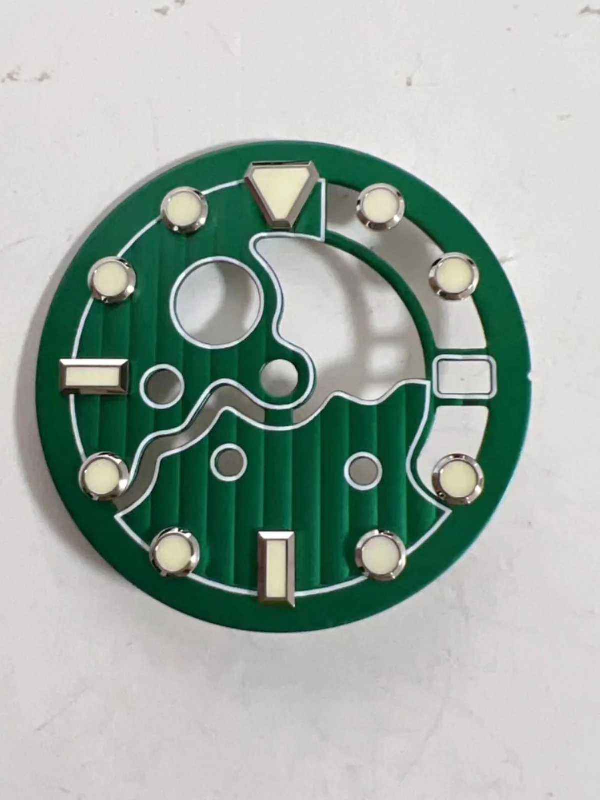 28.5MM Watch Dial with C3 Green Luminous Skeleton Watch Accessories for NH35/ NH36 Movement 3 O'clock Position
