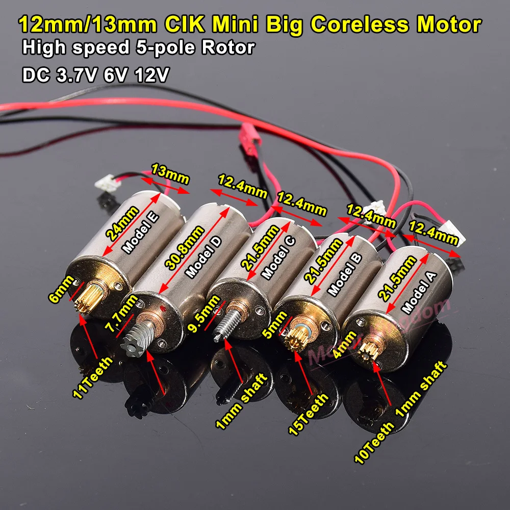 JAPAN C.I.K  12mm 13mm  5 pole rotor Silent Coreless Motor  DC 3V  3.7V  6V 9V 12V 10000RPM-26000RPM High Speed motor