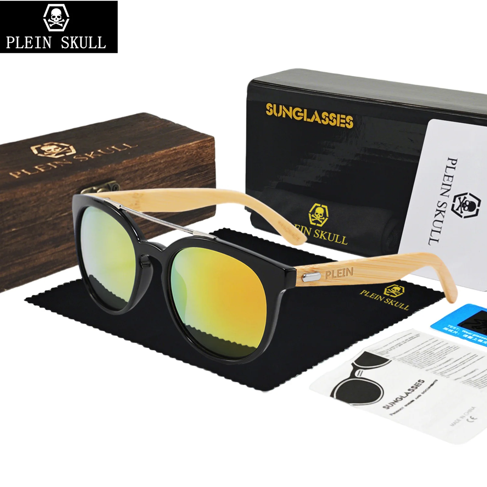 

Роскошные брендовые женские солнцезащитные очки Plein, мужские очки-пилоты, классические деревянные очки, повседневные солнцезащитные очки в стиле ретро, устойчивые к ультрафиолету, поляризационные