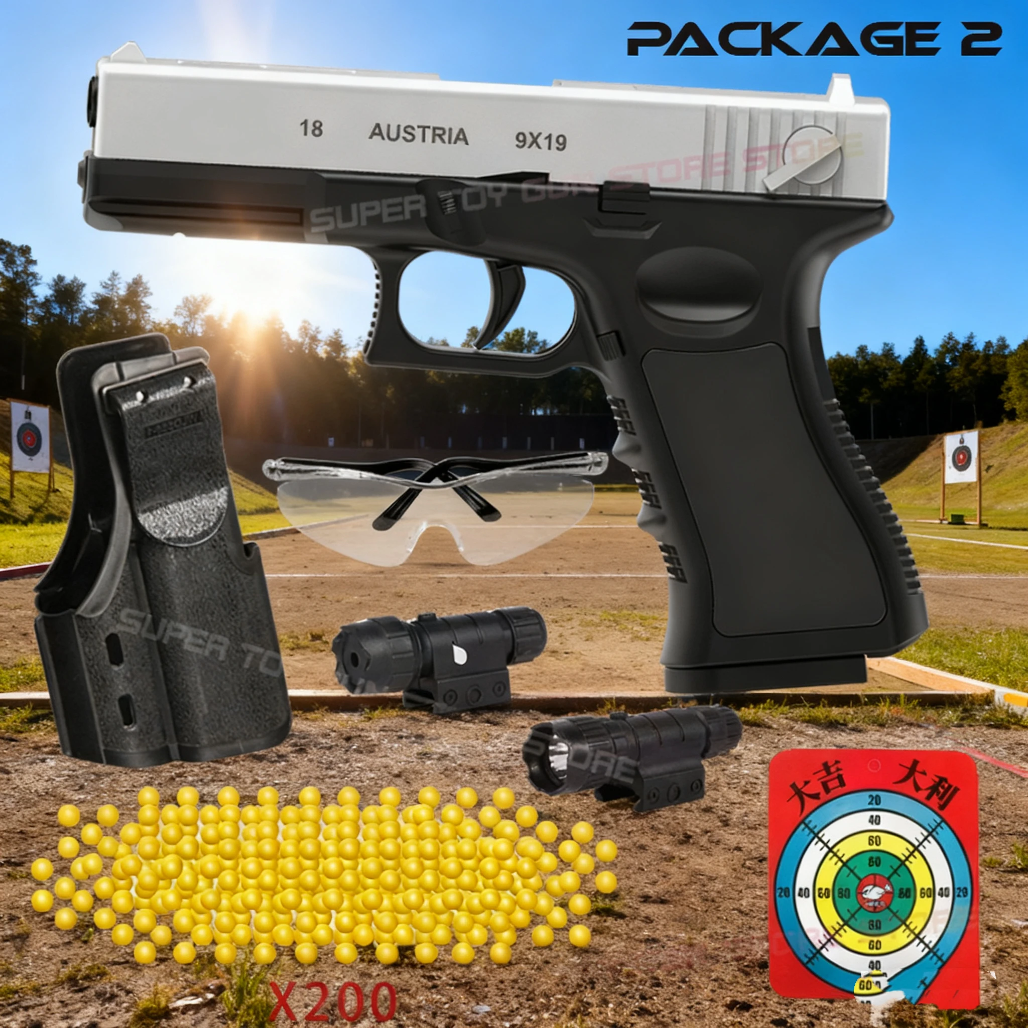 Handmatig G17 speelgoedpistool met laser Soft Bullet Airsoft-pistool Buitensporten CS-spel voor cadeau