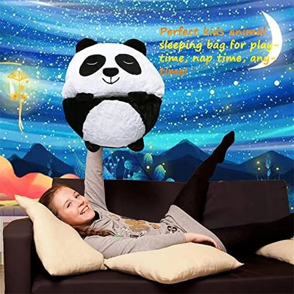 Imagem -05 - Bolsa de Dormir Panda com Travesseiro Dobrável para Crianças Bolsa de Dormir Macio Animal Travel Camping Mat Nap Mat para Crianças