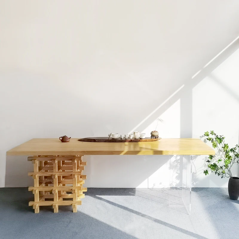 

New Chinese-style solid wood tea table, simple , Zen tea room,tea table, artistic conception B & B creative black carbonized