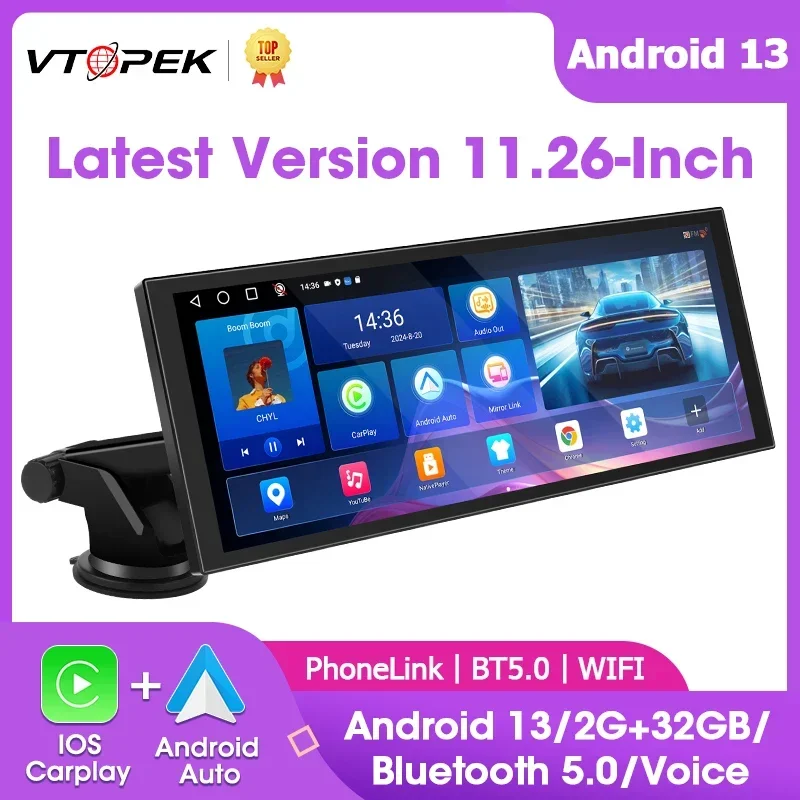 Android 13 11.26インチ カーラジオ マルチメディア WIFI ビデオプレーヤー ワイヤレスCarPlay Android Auto ダッシュボード カーステレオ 1080P リアカメラ