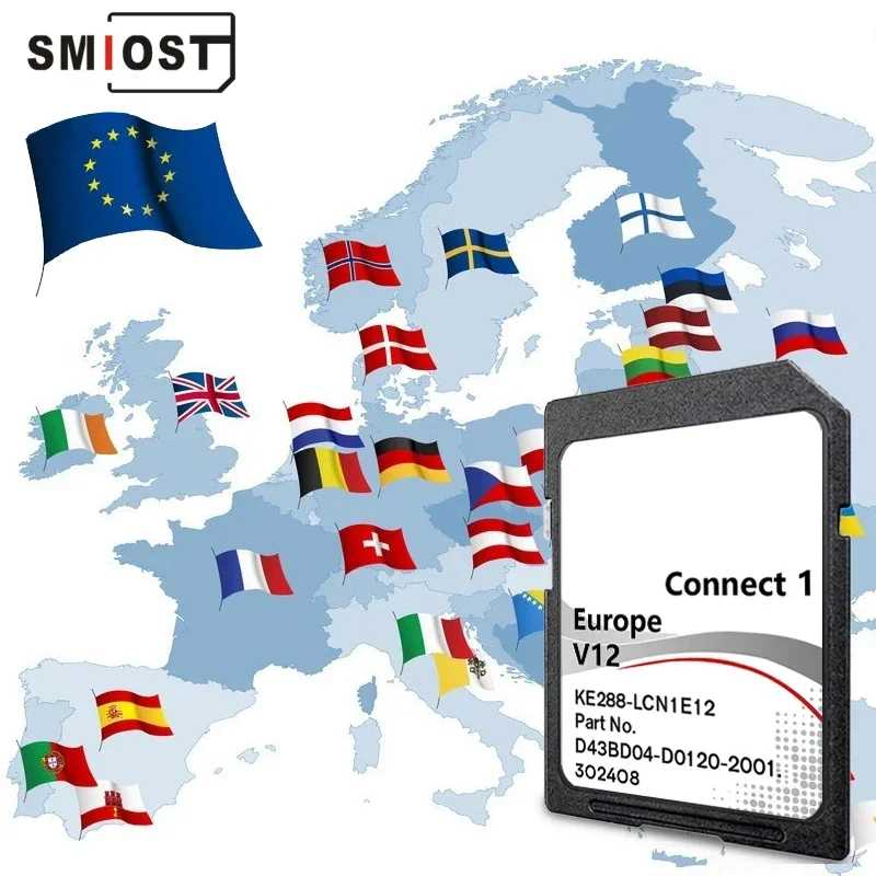 GPS Connect LCN1 V12  SD Card 2022 Europe UK Maps Plug and Play for Nissan Car KE288-LCN1E12