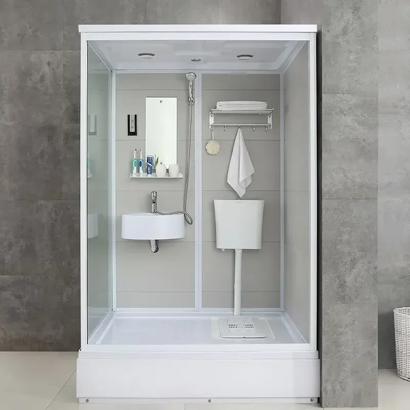 Luxury Prefab Bathroom Pods Sliding Door All in One Bathroom Sets with Shower Head and Toilet