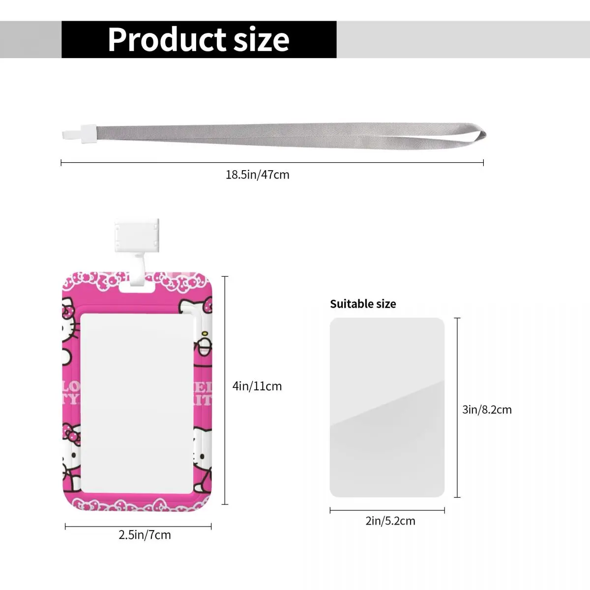 Custom Hello Kitty Cat Badge Card Subway Card Holders Student Campus Lanyard Cards Holder Factories Credentials Accessories