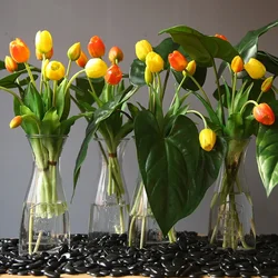 Bouquet de tulipes à cinq têtes hydratantes de haute qualité, décoration d'intérieur nordique réaliste, fleur de simulation, mariage, maison