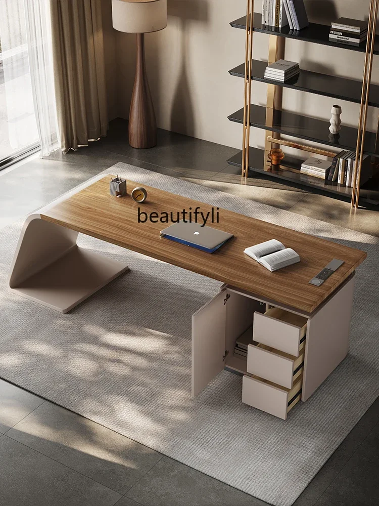 Italiano Minimalista Home Computer Desk, Alto Grau, Leve, Luxo, Modern Boss Desk, Móveis de Escritório