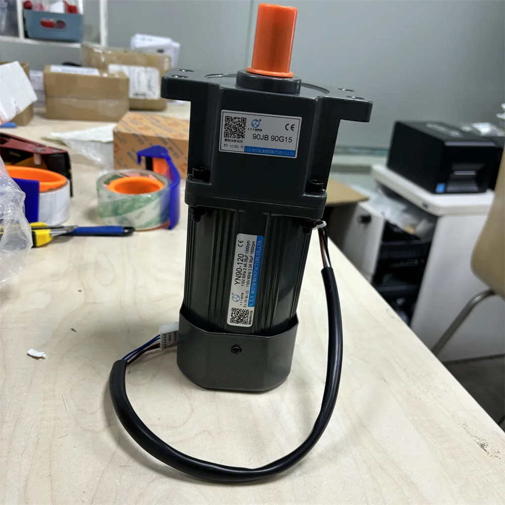 Motor de engrenagem CA de 90 mm Motor alinhado de velocidade ajustável 110V 120W YN90-120 90JB90G15 com orelhas