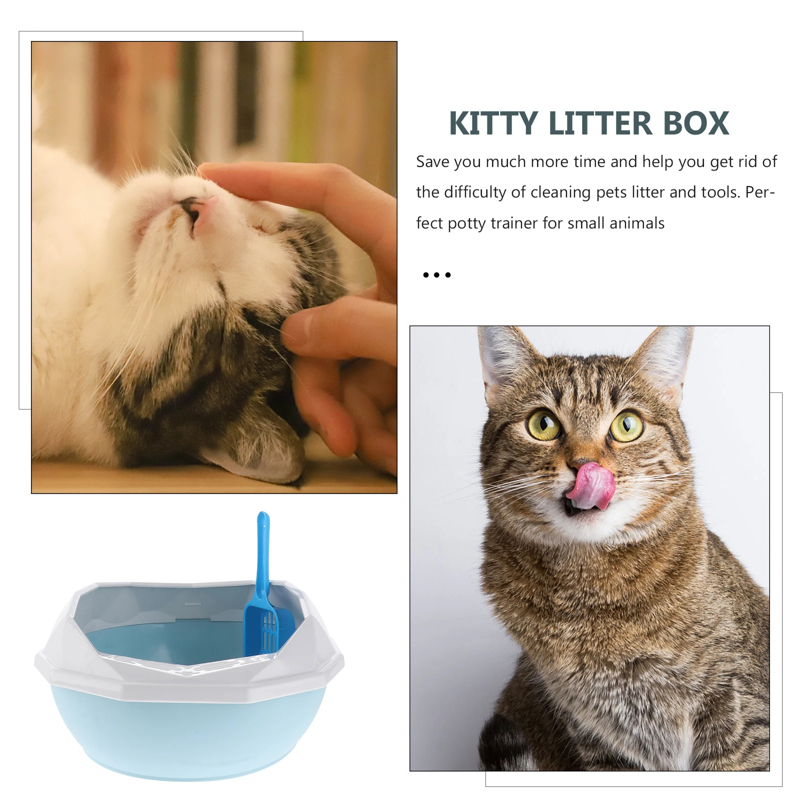 

Litter Tray Durable Practical Top-class Material Clean Cats Litter Time-saving Box Small Size Plastic Trays