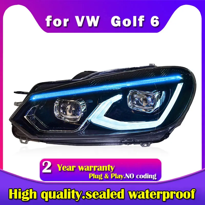 New Car Styling for VW Golf 6 GTI Headlights 2009-2012 Golf MK6 GTI Head Light DRL Hid Option Angel Eye Bi Xenon