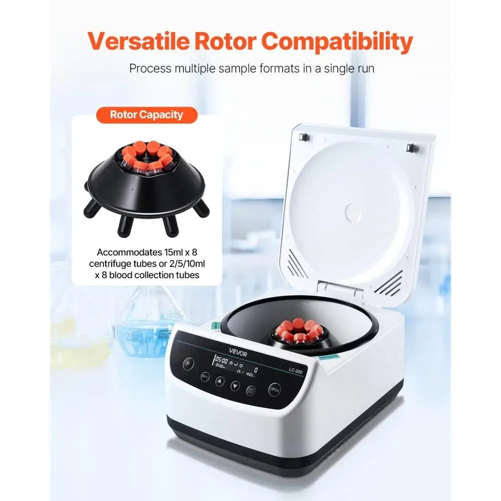 Low Centrifuge Machine 2ml 5ml 10ml 15ml 500 to 4000rpm with Timer and Rotor for Lab Use