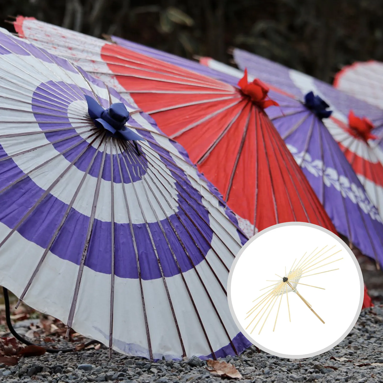 

2Pcs Bamboo Paper Umbrella Support Racks Chic Oiled Paper Umbrella Holders Home Decor Photography Props Festival Use