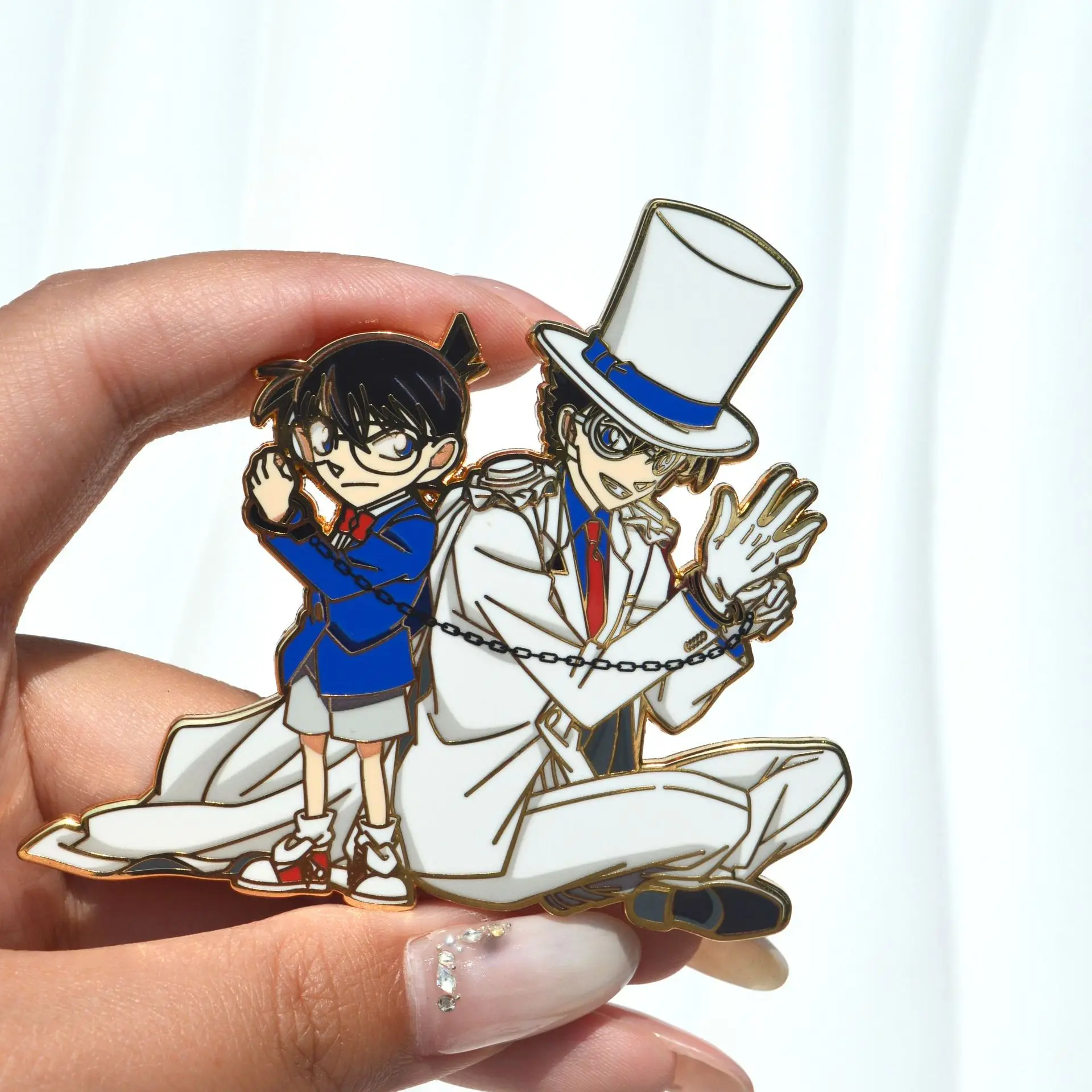 Anime Detective Conan Kaitou Kiddo Metal Badge Edogawa Conan Pins Pendant Japan Manga Brooches Backpack Clothing Lapel Cosplay