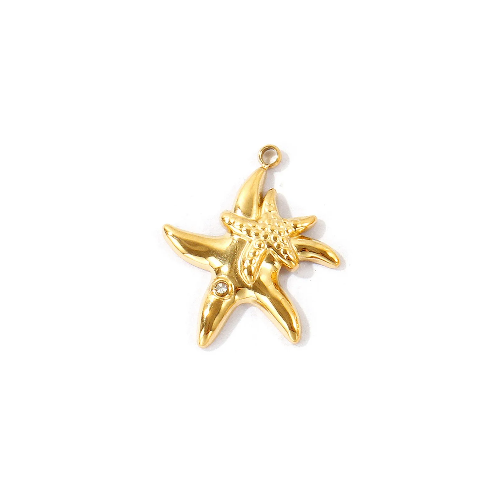 1 Stück 304 Edelstahl-Anhänger, geometrische Blume, Stern, klarer Strass, 18 Karat vergoldet, Anhänger für DIY-Halskette, Schmuckherstellung – Detail 6