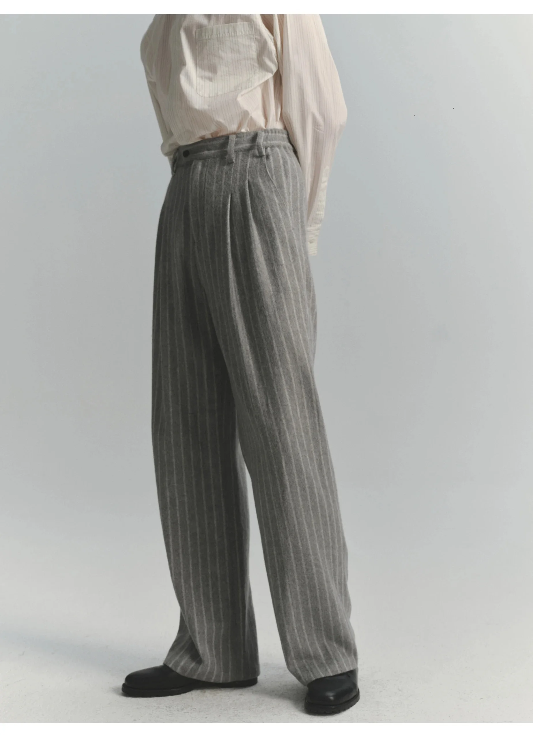 Men's Striped Pants High-Street Elegant Vintage Drapey Silhouette Melange Old Money Style Casual Trousers for Gentlemen Fashion