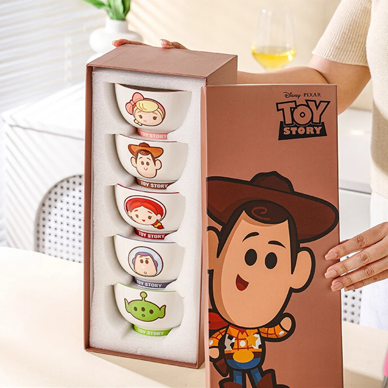 Cute Disney Woody Alien Buzz Lightyear Cartoon Personality Home Ceramic Tableware Gift Creative Simple Anime Movie Ceramic Bowl