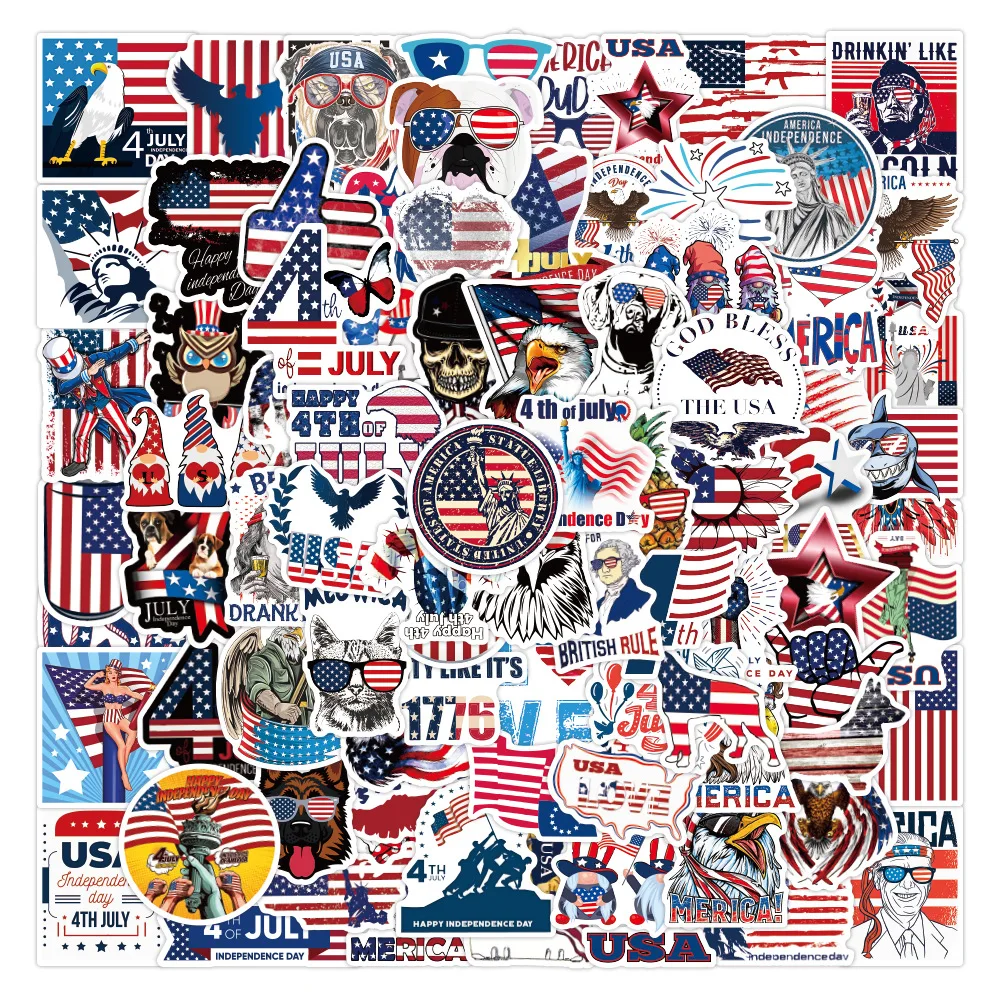 10/30/50PCS Unabhängigkeit Tag Flagge Glauben Aufkleber Decals Gepäck Reise Rucksack Skateboard Telefon Laptop USA Aufkleber großhandel