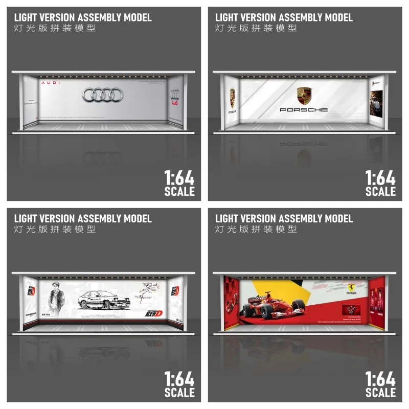 عجلات ساخنة مصغرة 1/64 مقياس موقف للسيارات نموذج محاكاة المشهد عرض مضيئة بولي كلوريد الفينيل عرض موقف جمع اللعب الصبي