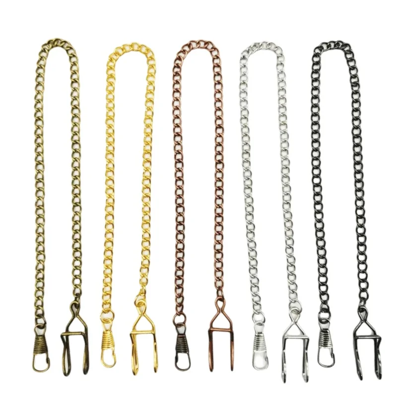 Premium Fashion Alloy Pocket Watch Chain Vintage Antique Bronze Curb Chain U-Clip Waist Denim Classic Retro Fob Watch Accessory