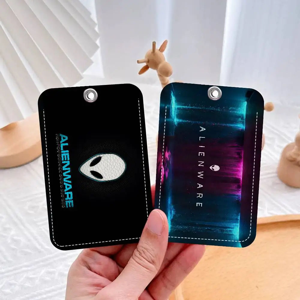 Dell Alienware Animation PC Gaming PU Soft Leather Rectangular Key Card Holder Induction Elevator Protection Cover Youth