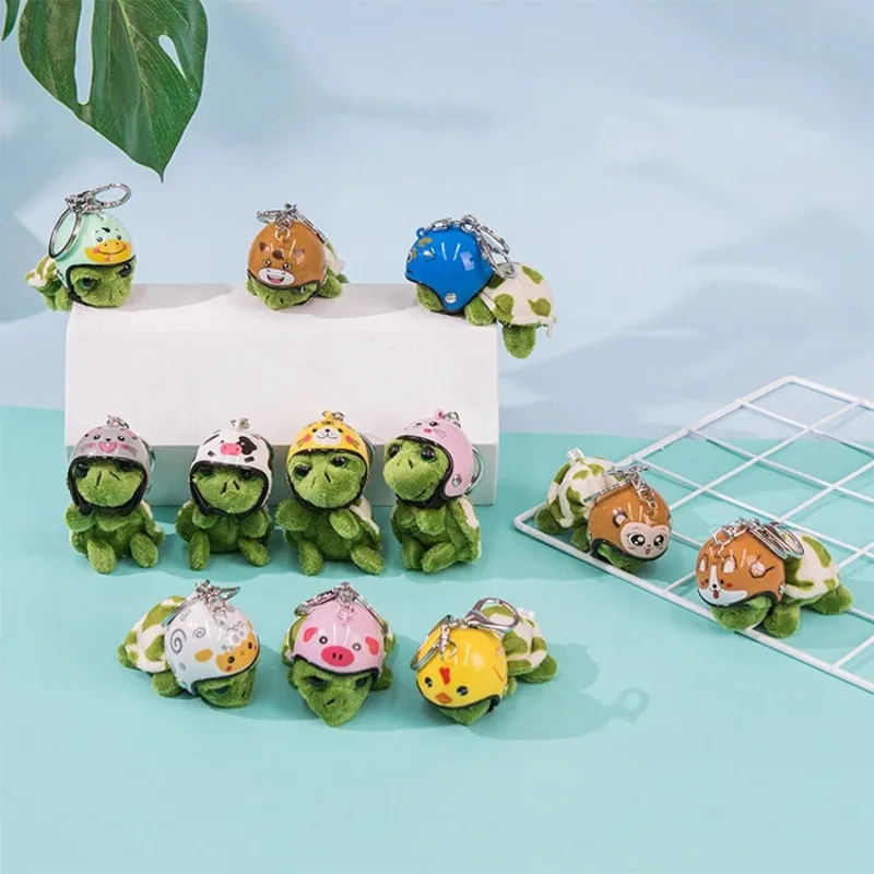 لطيف يرتدي خوذة السلاحف مفتاح سلسلة لطيف أفخم السلاحف مقلد انفصال خوذة قلادة النساء الرجال أكياس اكسسوارات حلقة رئيسية #4