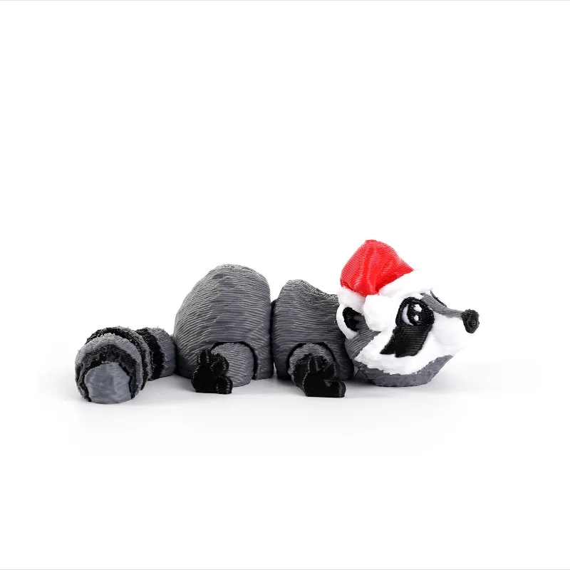 3D Printing Christmas Raccoon New Pendant Ornament Figurine Model Simulation Toy Gift for Boys and Girls Funny Toys 1pcs