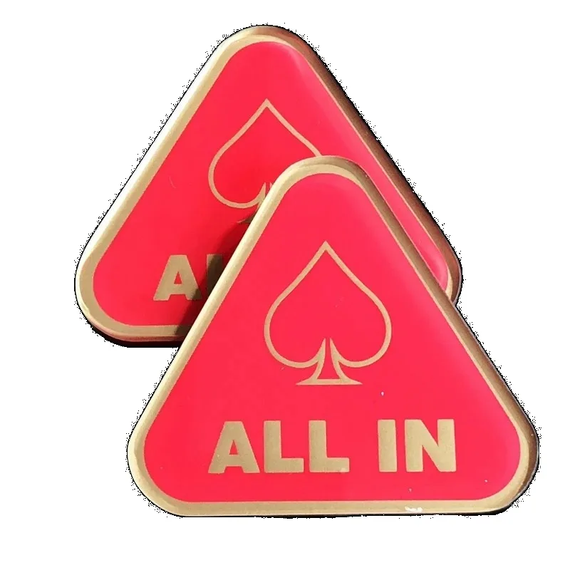 Texas Hold'em Poker Game DEALER ALL IN Chips Large Size Acrylic Poker Chips Card Press with Good Luck Poker Accessories