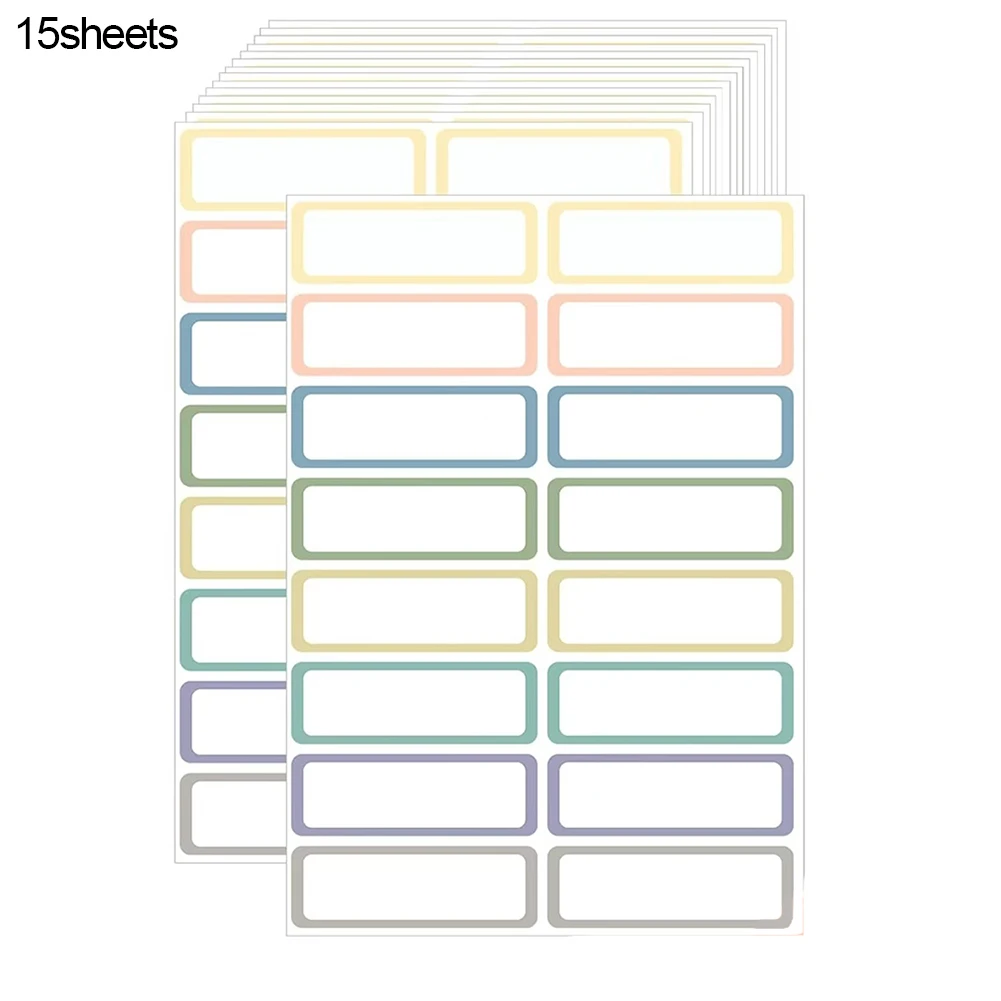 15 Sheet Removable Labels Multipurpose Self-Adhesive Labels Waterproof Rectangular Labels Stickers for Whiteboard Storage Bin