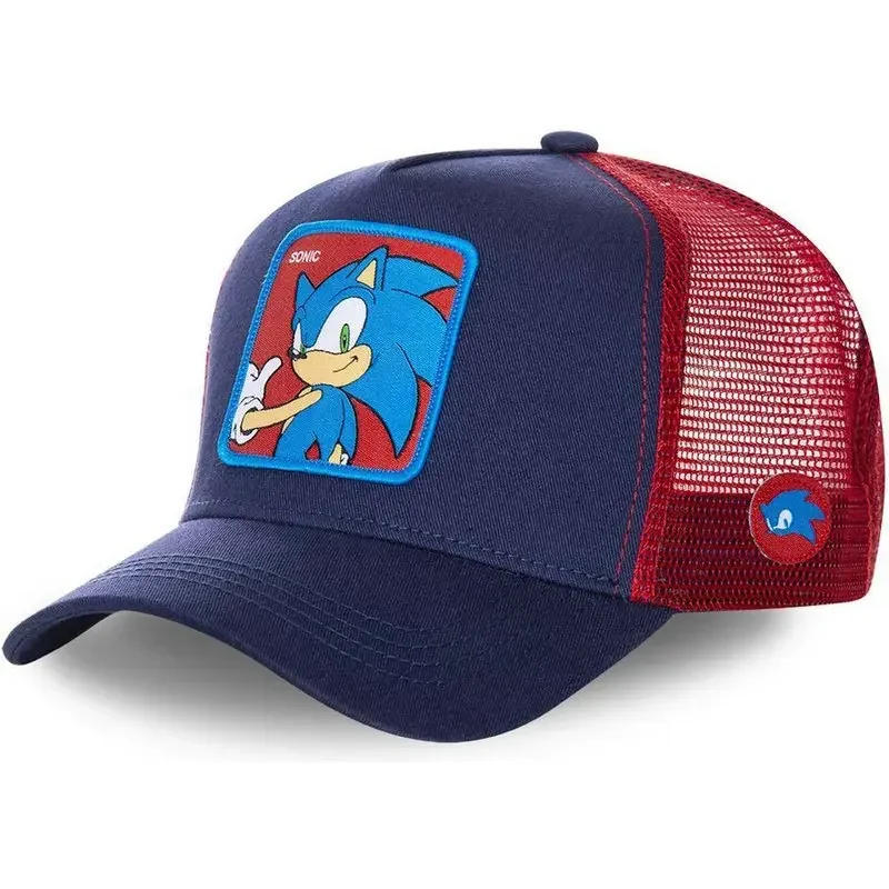 Sonic The Hedgehog Kinder-Baseballkappen, Sommer-Cartoon, atmungsaktives Mesh, Trucker-Sonnenhut für Jungen und Mädchen, verstellbarer Hip-Hop-Hut