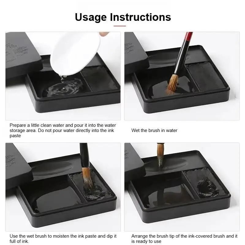 Portable Lidded Calligraphy Ink No Peculiar Smell Pre-filled Ink Paste for Outdoor Sketching Calligraphy Creation Use