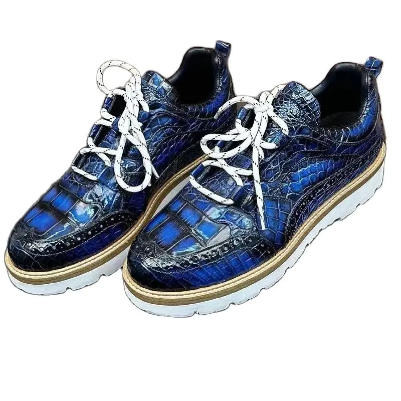 2025 new arrival Fashion Crocodile Belly Skin causal shoes men,male Genuine leather sneakers PDD298