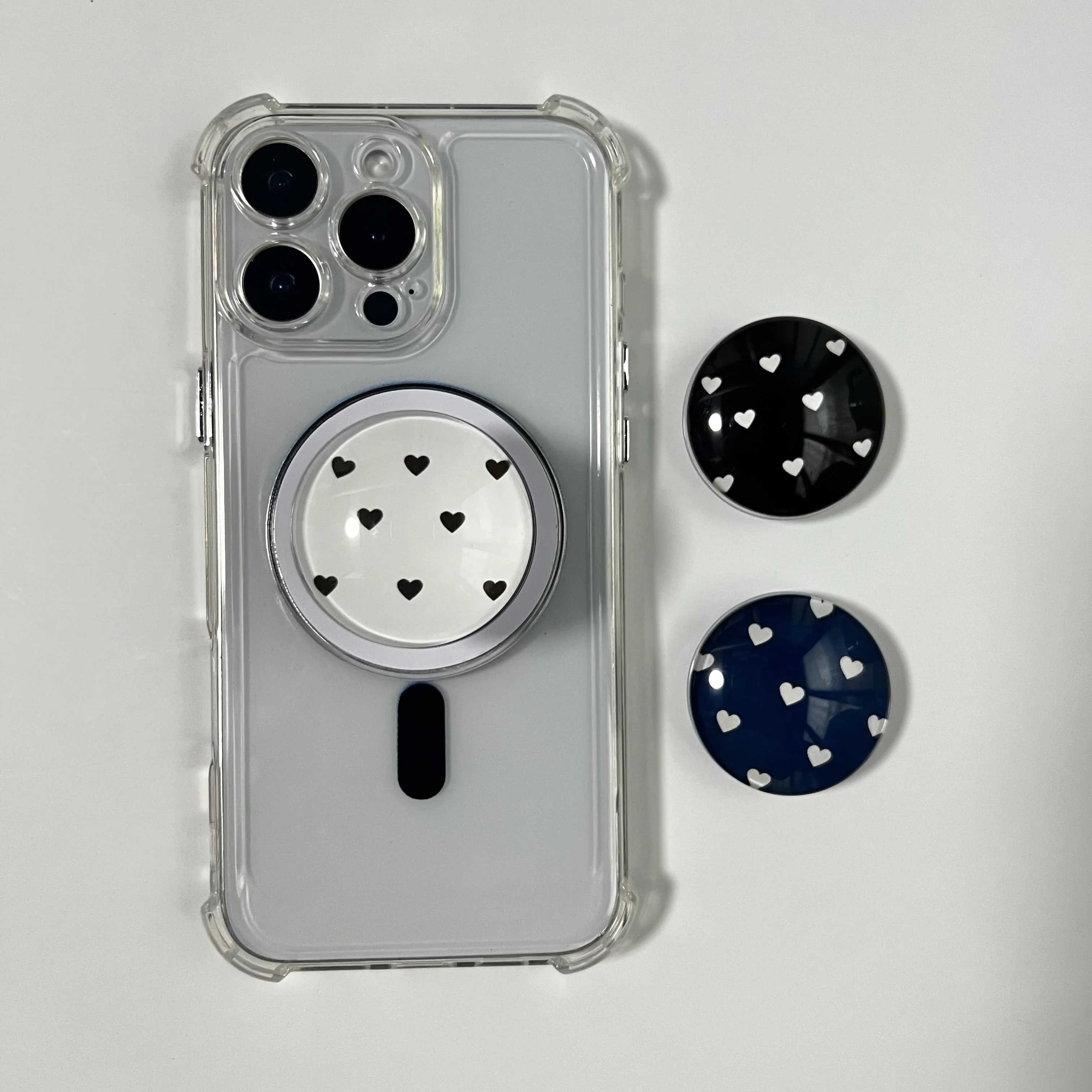 Bola de cristal 3d com amor dentro titular caso do telefone móvel suporte para magsafe suporte magnético para iphone samsung griptok grip tok