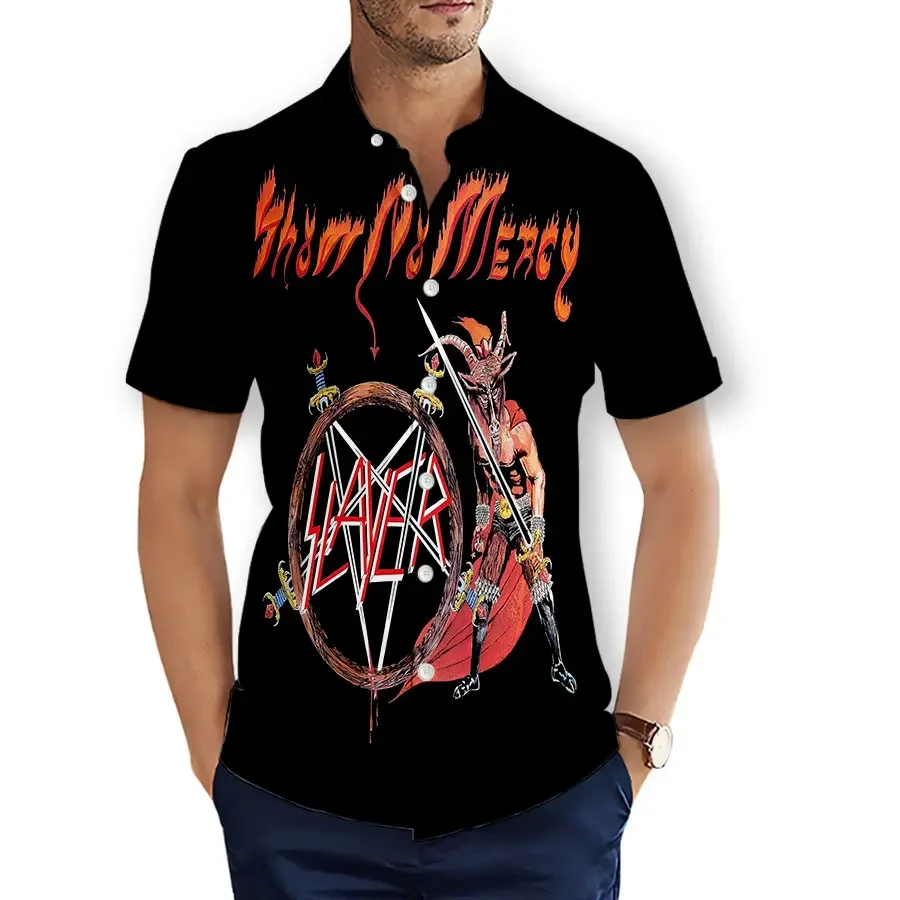 CAVVING 3D Printed SLAYER BAND Fashion Casual Shirts Men\'s /Women\'s Short Sleeves Loose Breathable Shirts T01