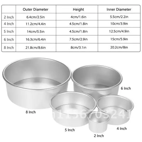 

Cake Mould patisserie cake Aluminum Alloy Round Pudding Cheesecake Mold Set with Removable Bottom Chiffon Cake Baking Pan 1/5pcs