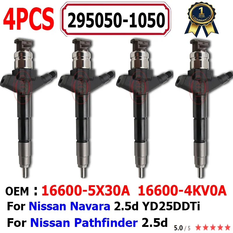 4PCS 295050-1050 16600-5X30A 16600-4KV0A New Diesel Injector Nozzle For Denso Nissan NAVARA NP300 Pathfinder Armada 2.5 dCi