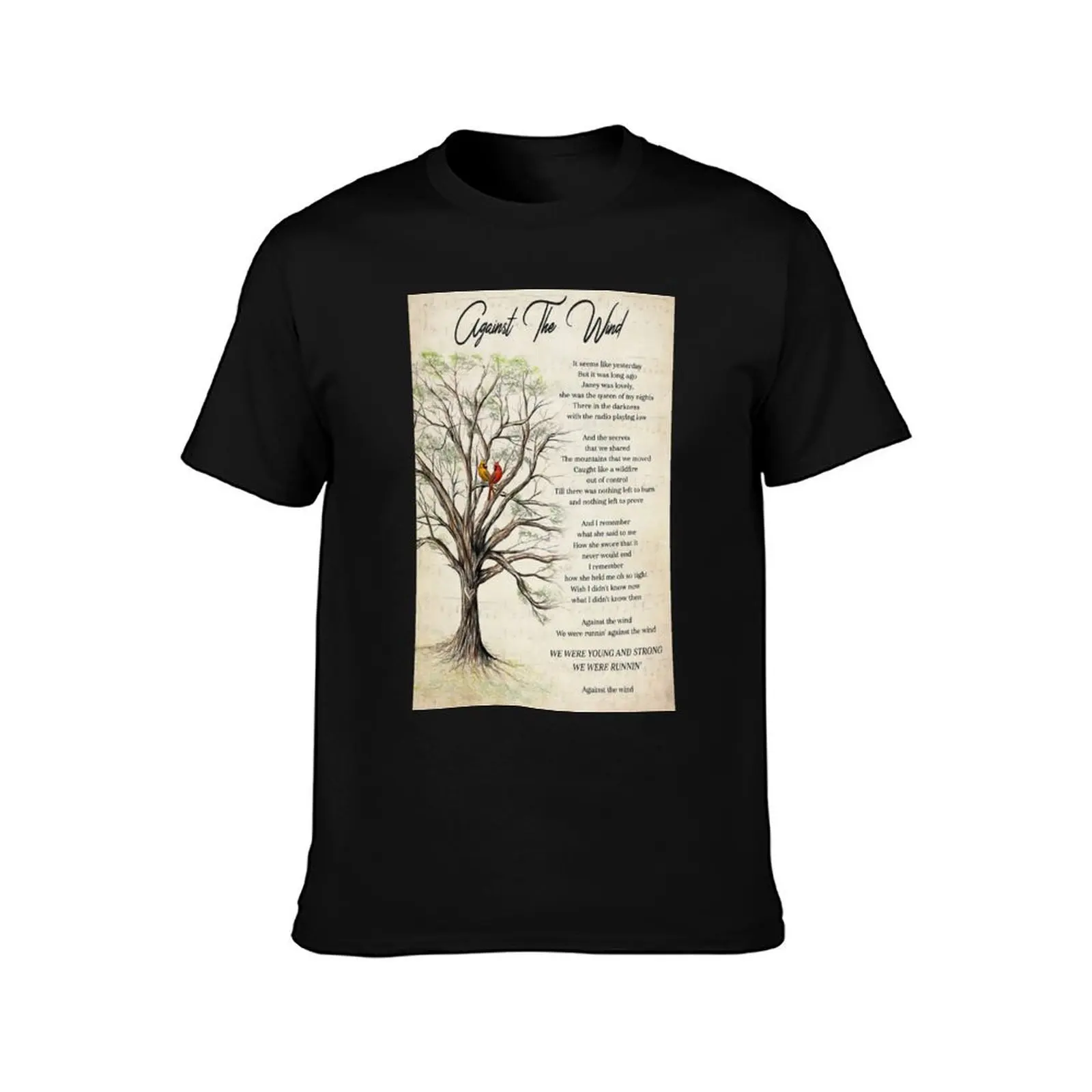 Against The Wind Lyrics Bob Seger & The Silver Bullet Band - Cardinal Bird Couple T-Shirt