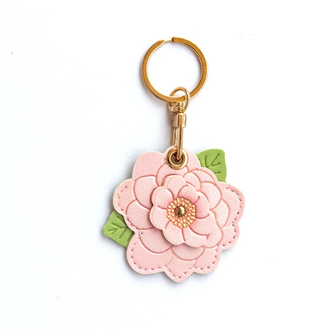 High-value Camellia Access Control Card Cover, Keychain, Mother's Day Practical Gift, Car Keychain Pendant, Luggage Pendant.