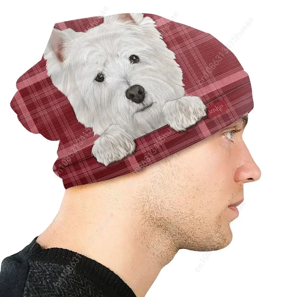 ويست هايلاند الأبيض جحر الكلب بونيه أوم كول الحياكة قبعة للنساء الرجال الخريف الشتاء الدافئة Westie Beanies قبعات #4
