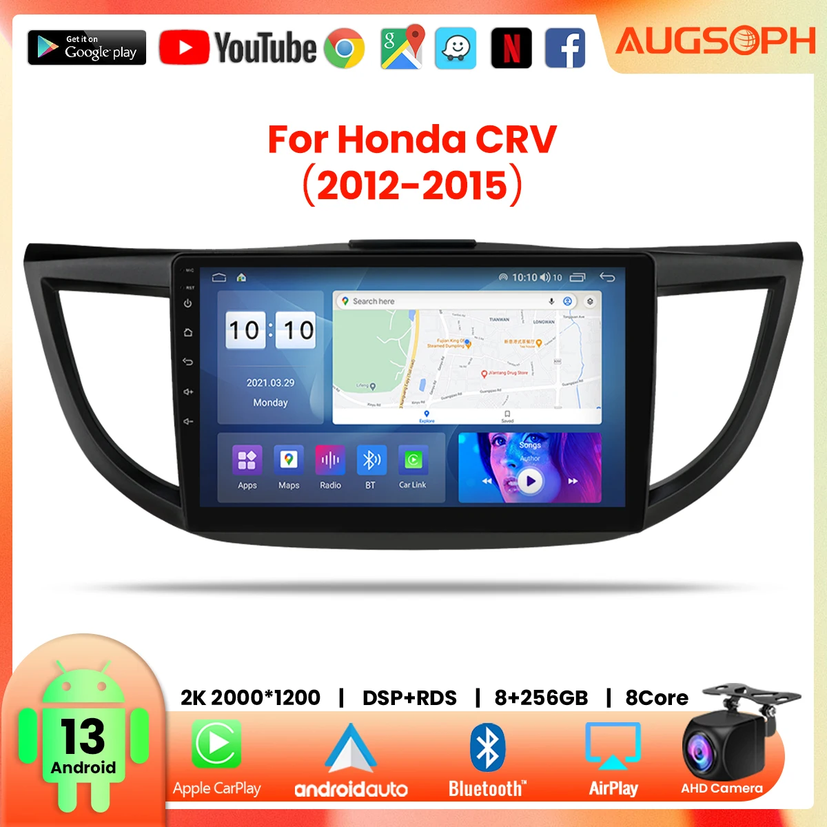 

Автомобильный радиоприемник Android 13 для Honda CRV 2012-2015,2K, мультимедийный плеер с 4G Car Carplay и 2Din GPS-навигацией.