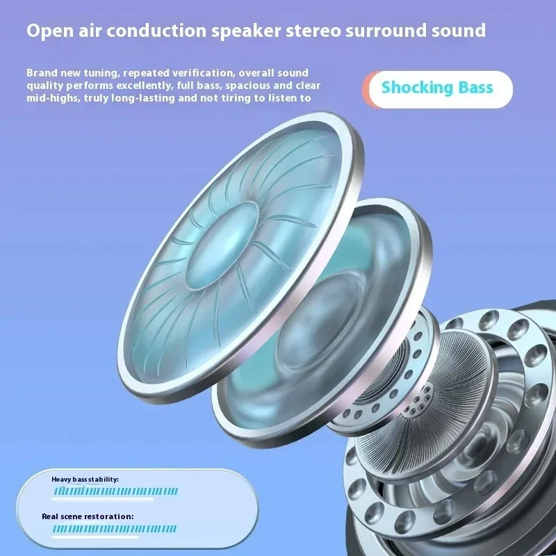 New Sport Bluetooth 5.3 Headphone Wireless Open Air Conduction Earphones Hifi Stereo Sound Sport Gaming Headset For Phone image 4